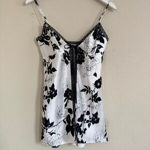 Victoria Secret Floral Lace Trim Satin Slip Top Women XS Fairy Grunge 90s Y2K